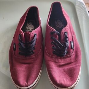 Vans Red and Black Sneakers Casual Canvas Lace-Up